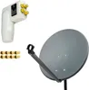PremiumX Satellitenschüssel 60cm Anthrazit Quad LNB weiß 8x Produktbild-Vorschau 1