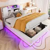 Letto imbottito 90 x 200 cm con illuminazione LED, porta Anteprima dell’immagine prodotto 1