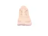 A front view of a beige sneaker with purple accents on a white background. Voir les images du produit