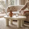 Ovaler Couchtisch MATCHA 85 cm Creme mit vier zylindrischen Produktbild-Vorschau 9