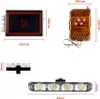 Product image showing multiple components of an LED strobe light kit with dimensions indicated. Náhľad obrázku produktu