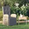 vidaXL Gartensessel Verstellbar mit Kissen Grau Poly Rattan Produktbild-Vorschau 2
