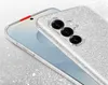A close-up shot of a silver glitter phone case on a smartphone. Voir les images du produit