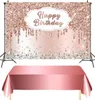 Set tovaglia compleanno oro rosa 137x187cm e sfondo Anteprima dell’immagine prodotto 1
