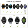 A collage of different Garmin smartwatches, showing compatible models for a watch strap. Produktbild-Vorschau