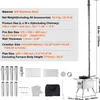 A diagram and collection of parts for a portable outdoor stove, with dimensions and specifications listed. Podgląd zdjęcia produktu