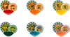 Six different sets of decorative plates and bowls, each with a unique colorful design. Produktbild-Vorschau