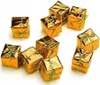 A collection of small, gold-wrapped gift boxes with green ribbon ties, arranged on a white background. Náhled obrázku produktu