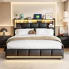 Cama tapizada INONEFT de 160 x 200 cm con iluminación LED, Vista previa de la imagen del producto 2
