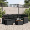 vidaXL 7-tlg. Garten-Sofagarnitur mit Kissen Schwarz Poly Produktbild-Vorschau 2