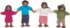 A family of four wooden dolls holding hands. Produktbild-Vorschau