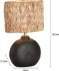 LED Tischlampe 38,5cm Keramikfuß Schwarz mit Naturmaterial Produktbild-Vorschau 4