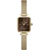 A product shot of a gold-colored Daniel Wellington watch with a brown face. Voir les images du produit