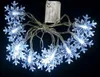 A string of snowflake-shaped LED lights on a dark background. Voir les images du produit