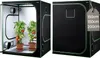 A split image showing a grow tent from the front with plants inside and from the side with a size tag. Anteprima dell’immagine prodotto