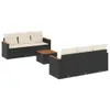 7-tlg. Garten-Sofagarnitur mit Kissen Schwarz Poly Rattan Produktbild-Vorschau 1