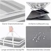 A collage of four images showcasing features of a laundry basket. Produktbild-Vorschau