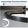 A close-up view of a round mirror frame made of aluminum, with a smaller inset image showing aluminum profiles. Náhľad obrázku produktu