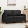 A black two-seater sofa is shown in a living room setting. Produktbild-Vorschau
