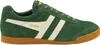 A side view of a green Gola sneaker with cream and gold accents. Produktbild-Vorschau