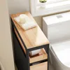 SoBuy Mobiletto portarotolo con ruote mobili Nero e legno Anteprima dell’immagine prodotto 2