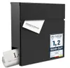 A black mailbox with a newspaper sticking out and a card inserted into the slot. Anteprima dell’immagine prodotto