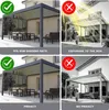 A collage of four images showing a pergola with different features like sun shading and privacy screens. Produktbild-Vorschau