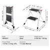 A product image showing a foldable steel step stool with dimensions and specifications. Podgląd zdjęcia produktu