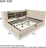 A diagram of a bed with dimensions indicated by numbers and lines. Voir les images du produit