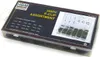 A clear plastic case containing an assortment of e-clips, with product information printed on the lid. Produktbild-Vorschau