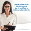 A woman in a white shirt and glasses smiles while holding a clipboard and pen, with text overlaying the image. Náhľad obrázku produktu