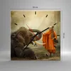Wanduhr - Quadrat - Glasuhr - Elefant Mönch Stoßzahn - Produktbild-Vorschau 3