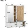 A diagram of a wardrobe and shoe cabinet with dimensions. Produktbild-Vorschau
