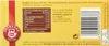 The image shows the side panel of a tea box, featuring ingredients, nutritional information, and certifications. Podgląd zdjęcia produktu