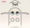 A product image featuring two door handles and two keyhole covers, with branding and descriptive text. Produktbild-Vorschau
