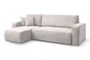 A light beige corduroy sectional sofa with two throw pillows, shown from a side-angle on a white background. Produktbild-Vorschau