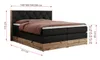 A king-size boxspring bed with a tufted headboard and a wooden base, shown with bedding and dimensions indicated by measurement lines and text. Produktbild-Vorschau