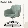 A light green office chair with dimensions indicated by measurement lines and text. Produktbild-Vorschau