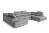 A grey sectional sofa is shown against a white background.