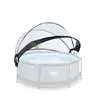 A pool canopy is shown attached to an empty pool. Produktbild-Vorschau