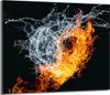 A dynamic abstract image showing a splash of water interacting with flames. Produktbild-Vorschau