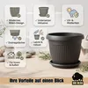 BigDean 62cm Blumentopf mit Untersetzer rund Anthrazit - Produktbild-Vorschau 6