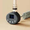 A close-up shot of a modern electric towel rail heating element with a digital display and control buttons. Produktbild-Vorschau
