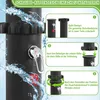 Instructions for assembling a black solar shower column, with water splashing around the main column. Náhľad obrázku produktu