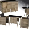 A collage of images showing a rattan seating set for two people, including a table and chairs, with some water droplet graphics in the background. Náhled obrázku produktu