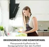 A woman is preparing food in a modern kitchen, with a range hood visible above her. Produktbild-Vorschau