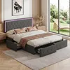 Letto imbottito INONEFT, 160x200 cm, con 4 cassetti e Anteprima dell’immagine prodotto 3
