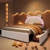 Kinder-Polsterbett 140x200cm in Beige mit Bären-Kopfteil, 4 Produktbild-Vorschau 6