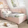 A child's bedroom with a pink bed, toys, and artwork on the wall. Náhled obrázku produktu