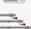 Three extendable rods shown at different lengths, with arrows indicating extension. Anteprima dell’immagine prodotto